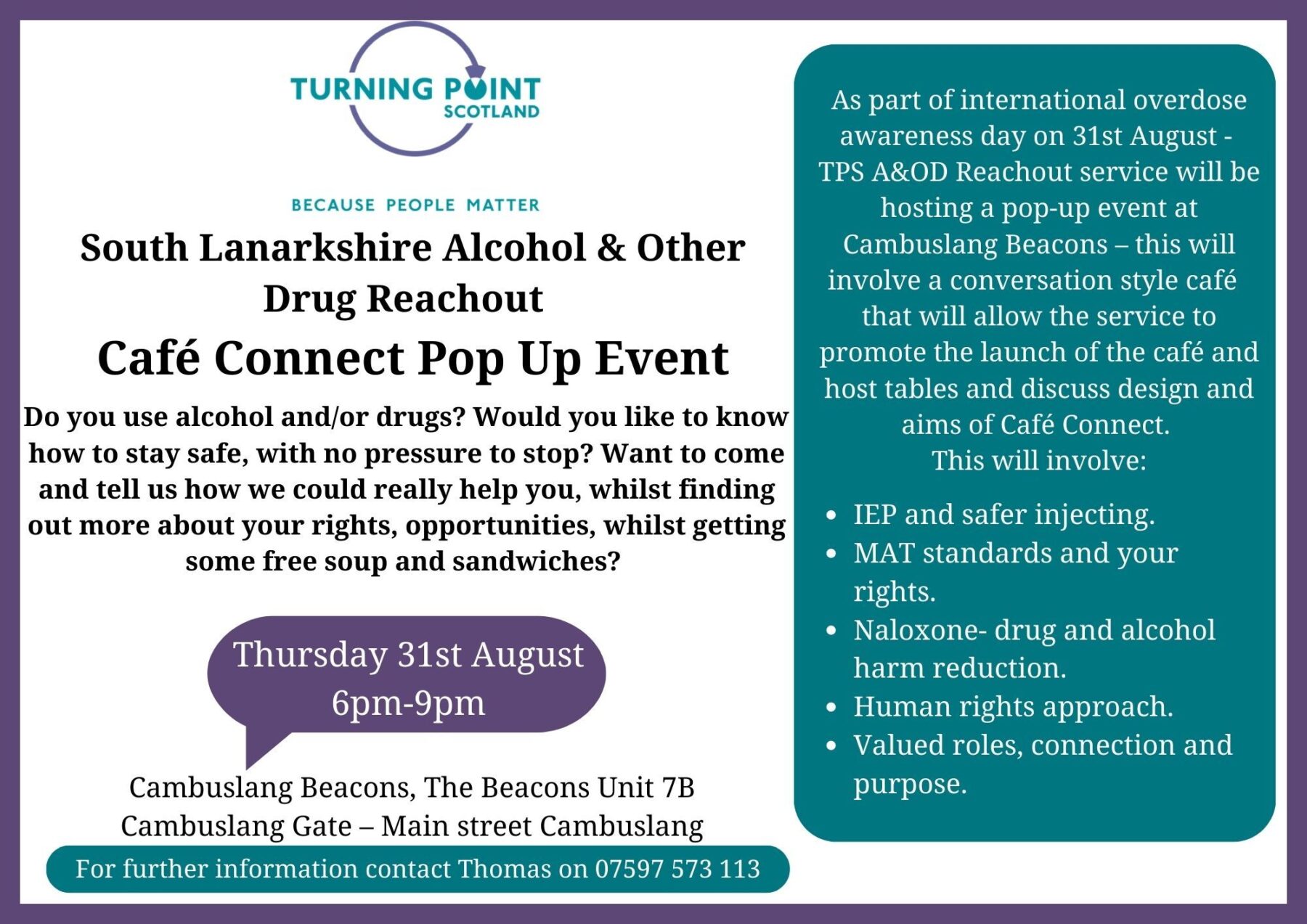 TPS Cafe Connect Pop up Event South Lanarkshire ADP